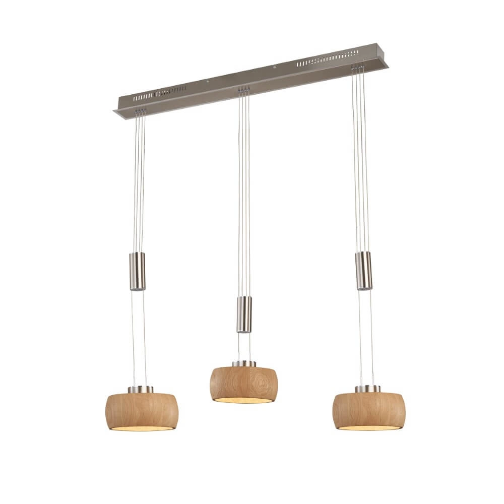 Hängelampe mit 3 Leuchten Shine-Wood LED
