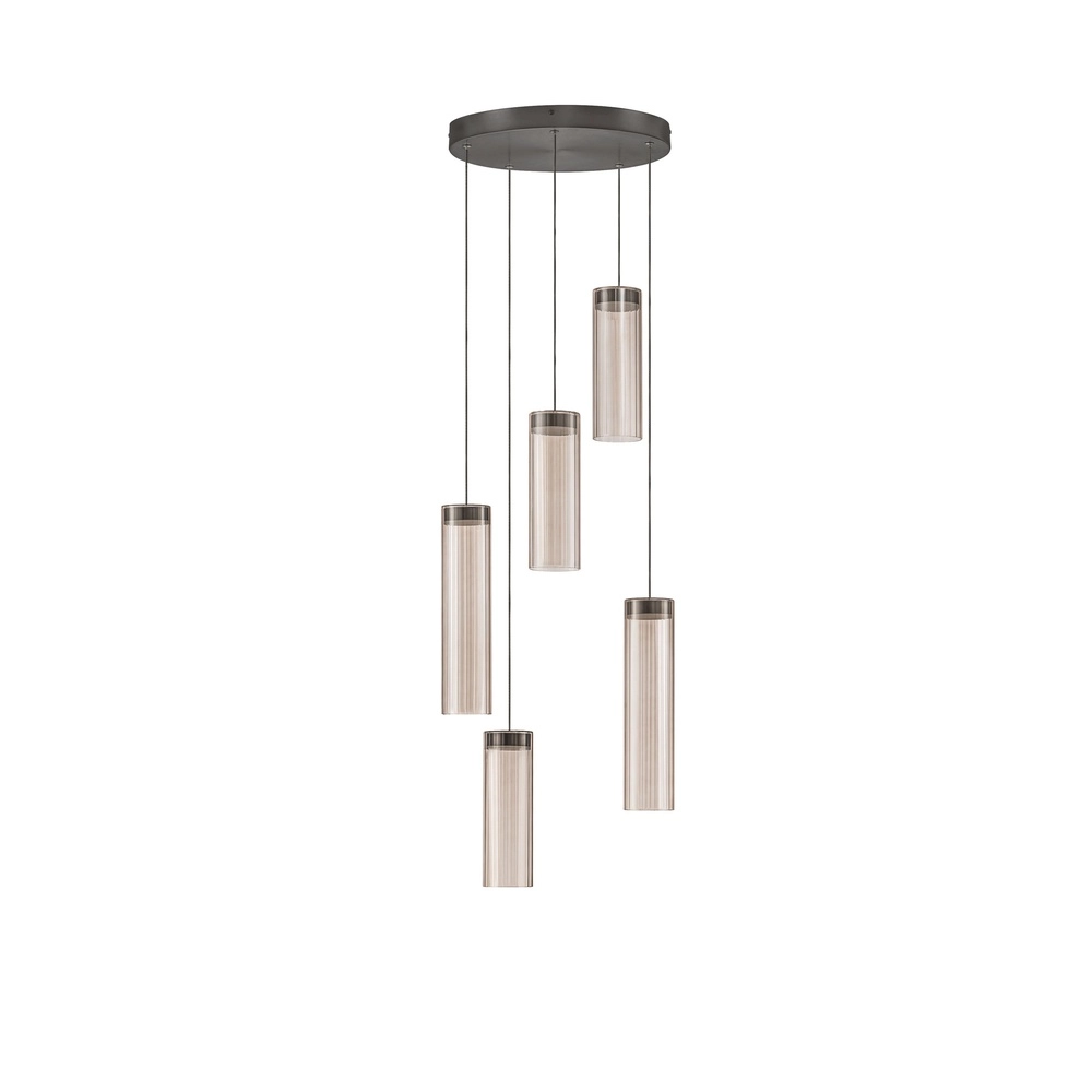 Design-Pendellampe Brielle Anthrazit mit Mokka-Glas 5-Lampen Lyora 5212017495426