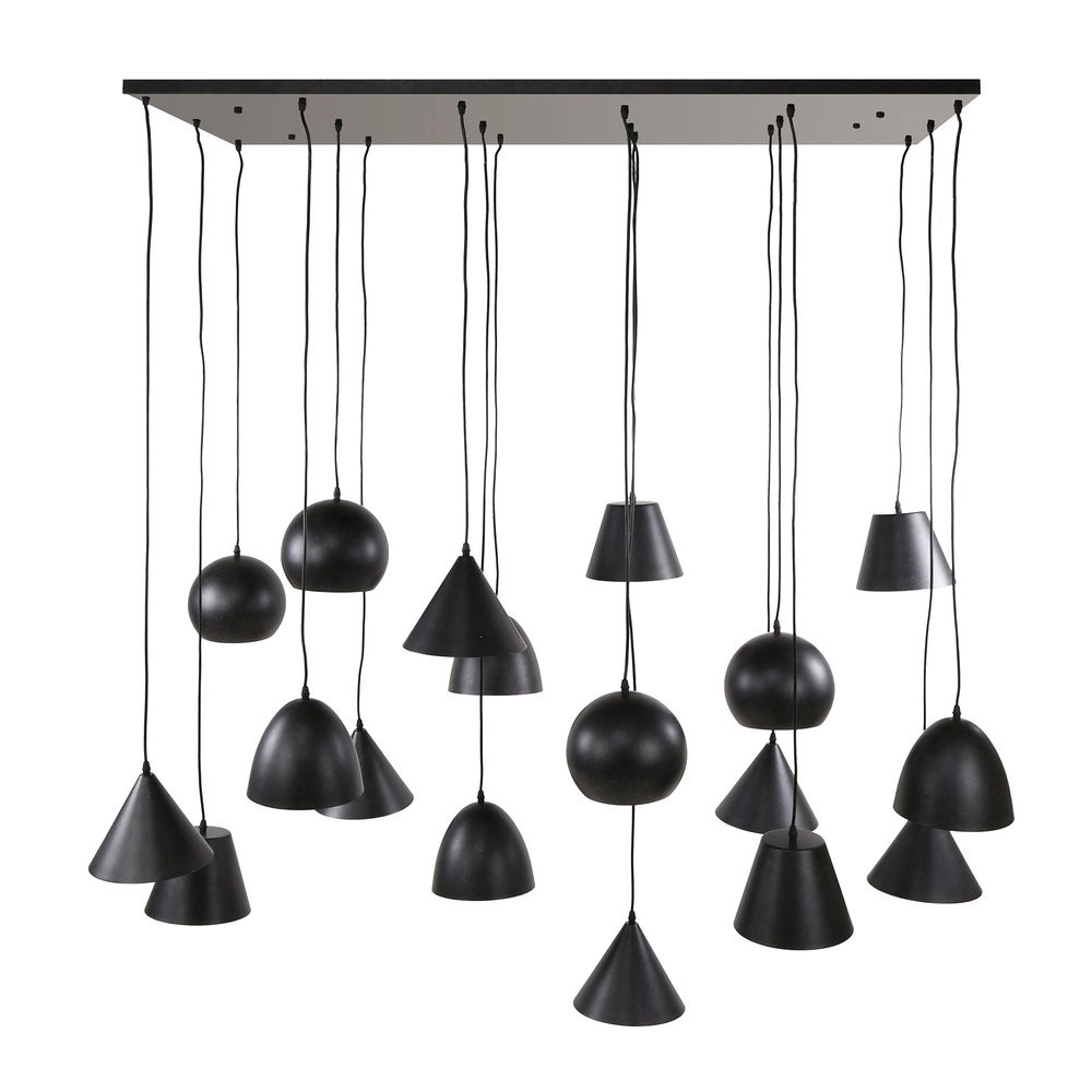 XXL-Pendellampe Metal 18-Licht - Schwarz Lyora 8716803512313