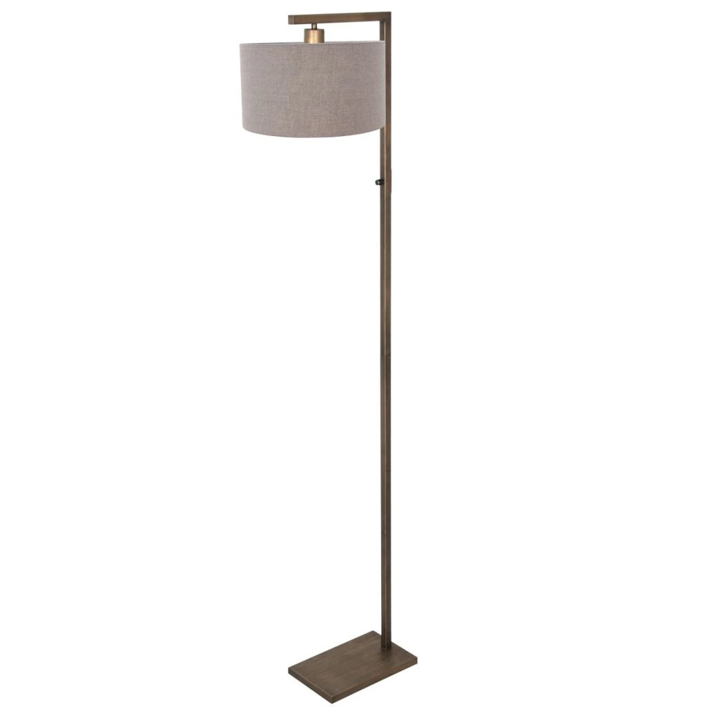 Bronze der Stehlampe Stang mit grauer Kapuze