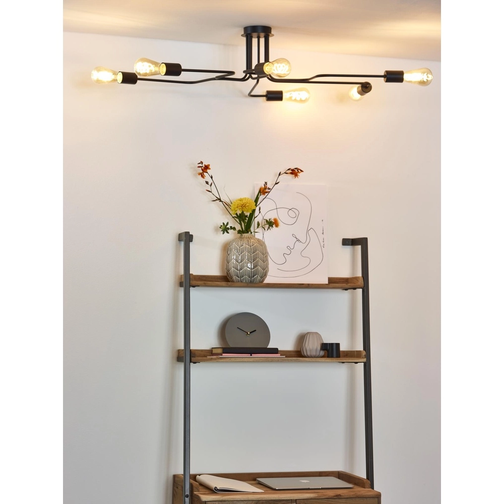 Deckenlampe Lester 6-Licht Schwarz Lucide 5411212210890
