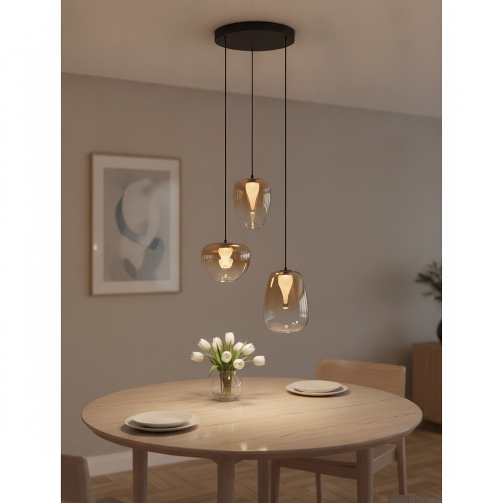 Design-Pendelleuchte Oblo 3-flammiges Braunglas