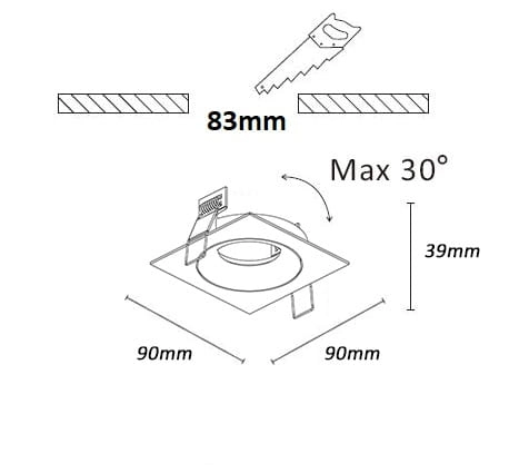 Quadratischer Einbaustrahler Alice Champagner Artdelight 8720701103337