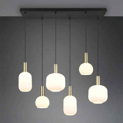 Hängelampe für das Esszimmer Diva 6-flammig – weißes Glas Trio 4017807614510