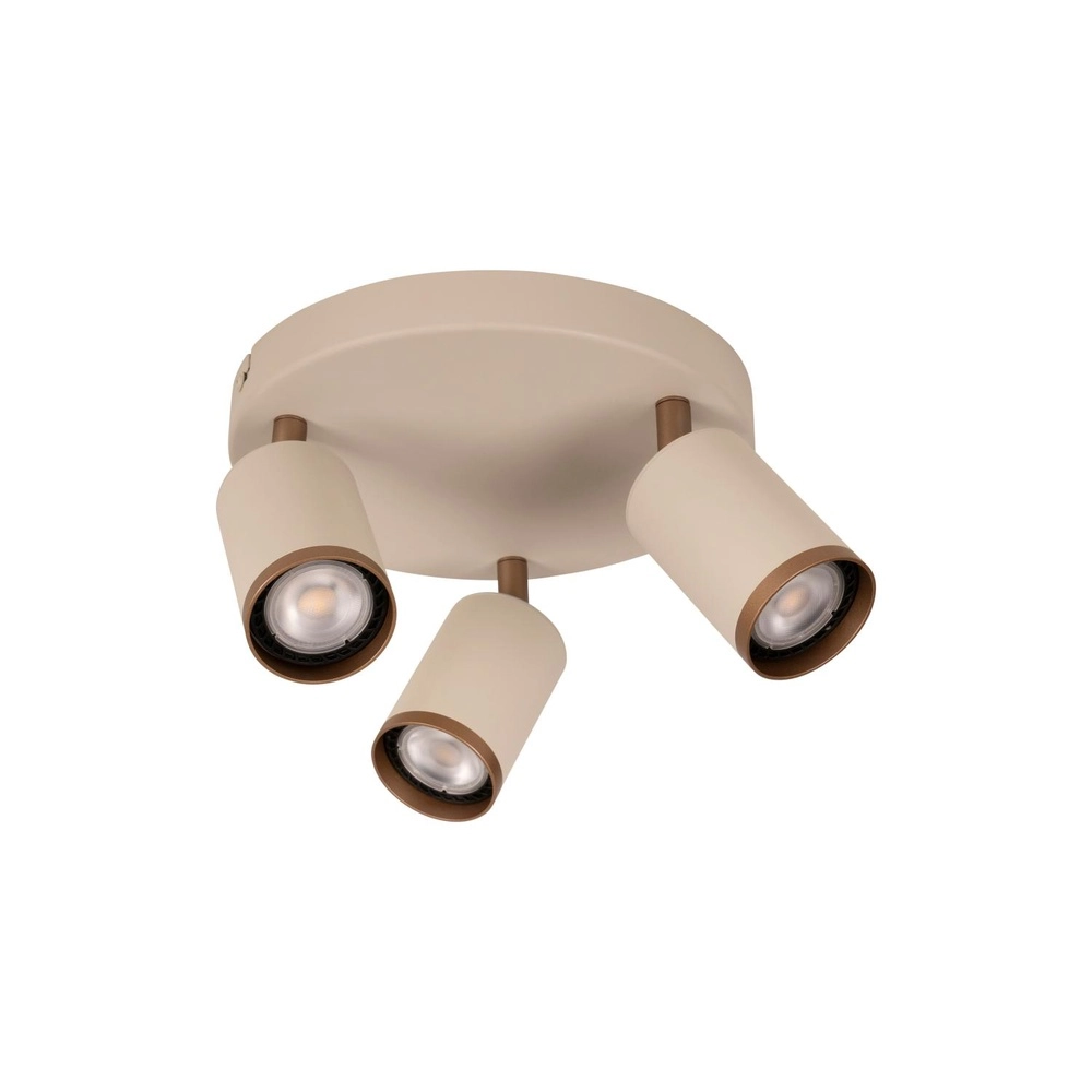 Deckenscheinwerfer Regina 3-Licht runder Taupe mit Kaffeebraun