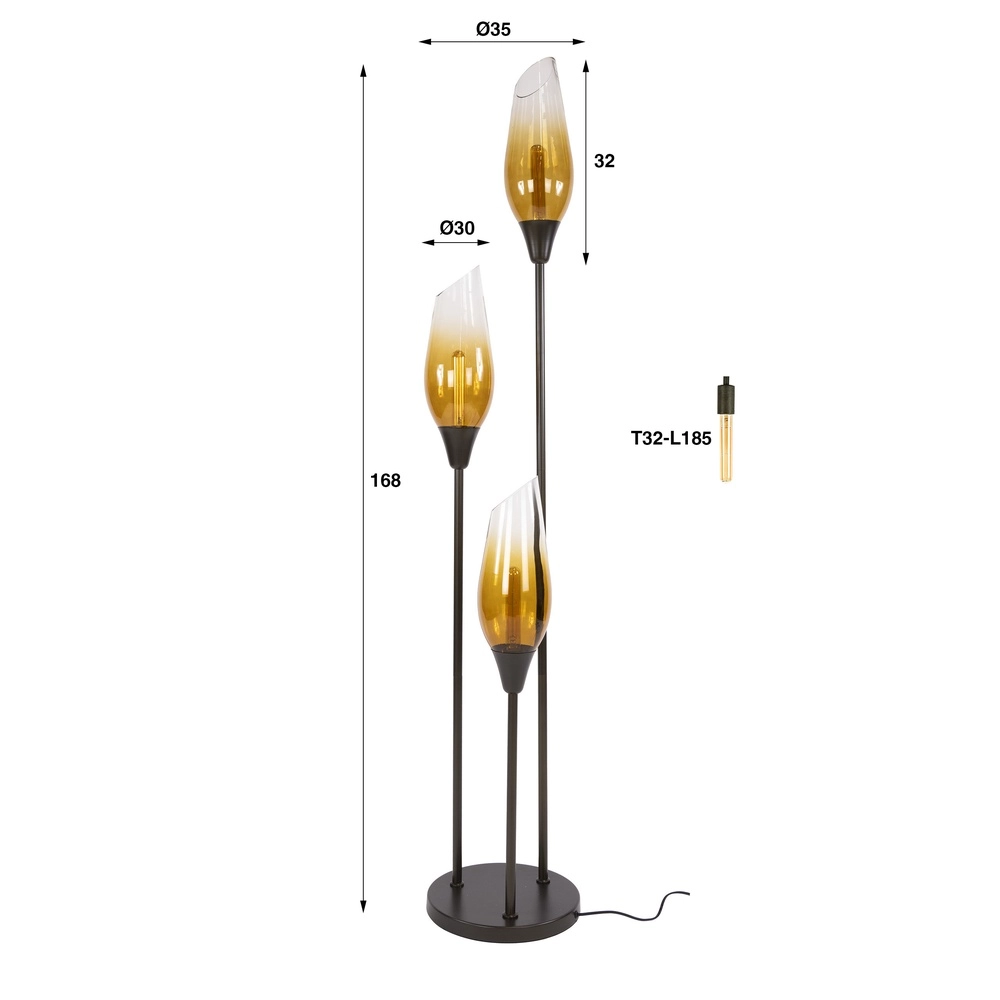 Glas-Stehlampe Cocoon 3x E27 – 168 cm – verblassendes Glas Lyora 8716803511880