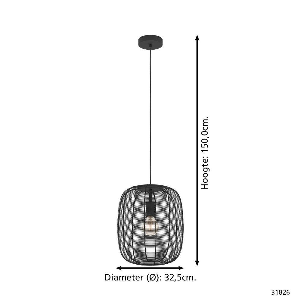 Schwarze Pendelleuchte Rinroe Ø 32,5cm Eglo 9002759318260
