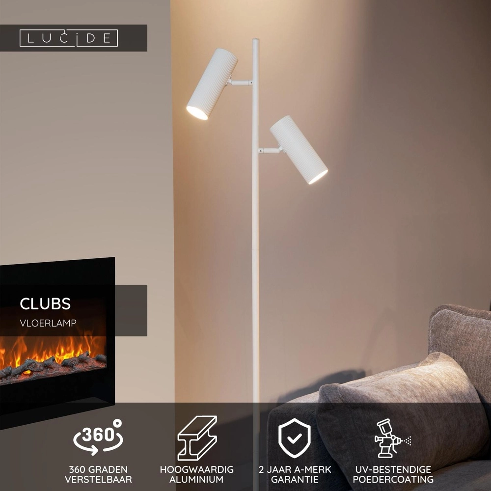 Stehlampe Clubs Weiß Lucide 5411212093479