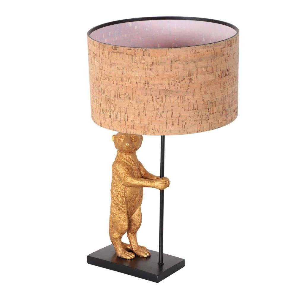 Schwarze Tischlampe Animaux mit Korkkappe Ø30 cm Steinhauer 8712746180565