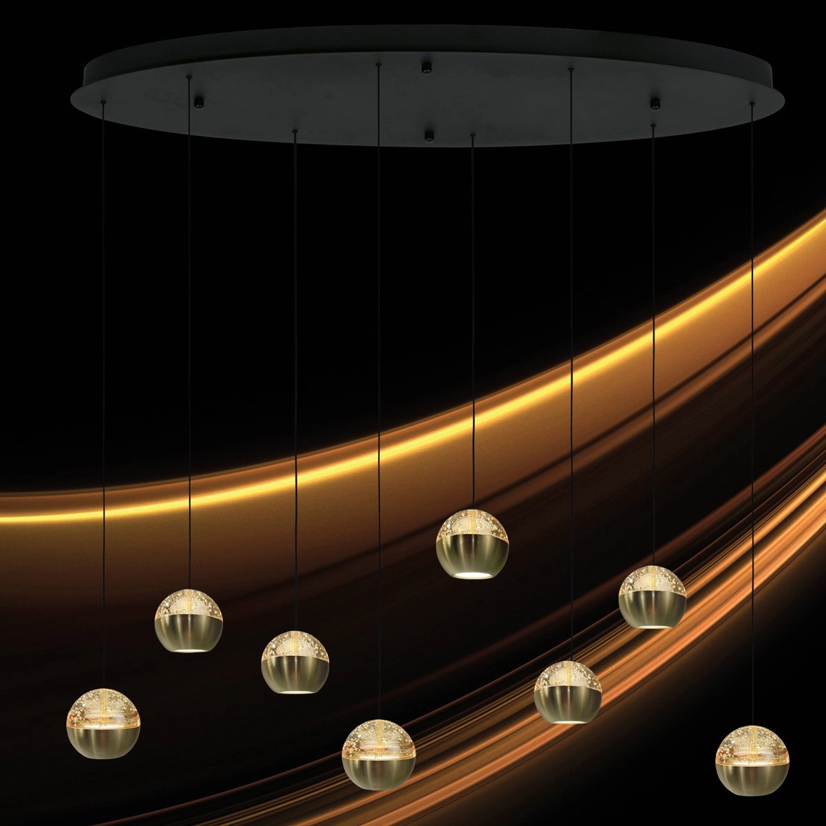 Ovale Pendellampe Belluno 8-Licht-LED – Messing Steinhauer 8712746183993