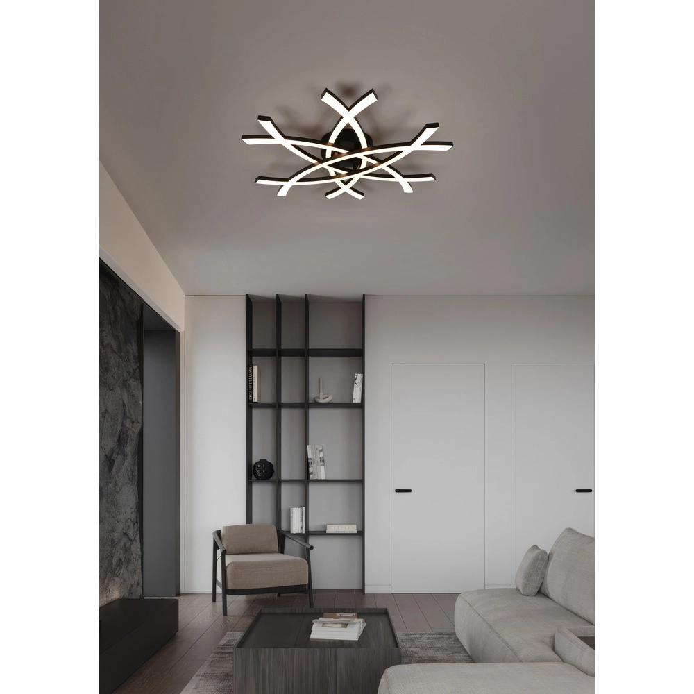 Moderne Deckenleuchte Pollock 60cm schwarz Trio 4017807659078