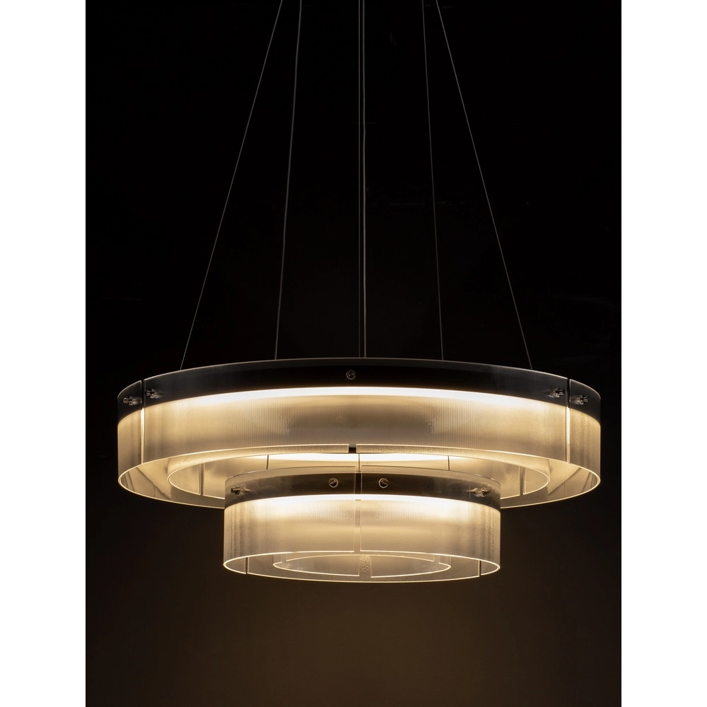 Design-Pendelleuchte Pauline Doppelzimmer schwarz mit Glas Ø 70cm