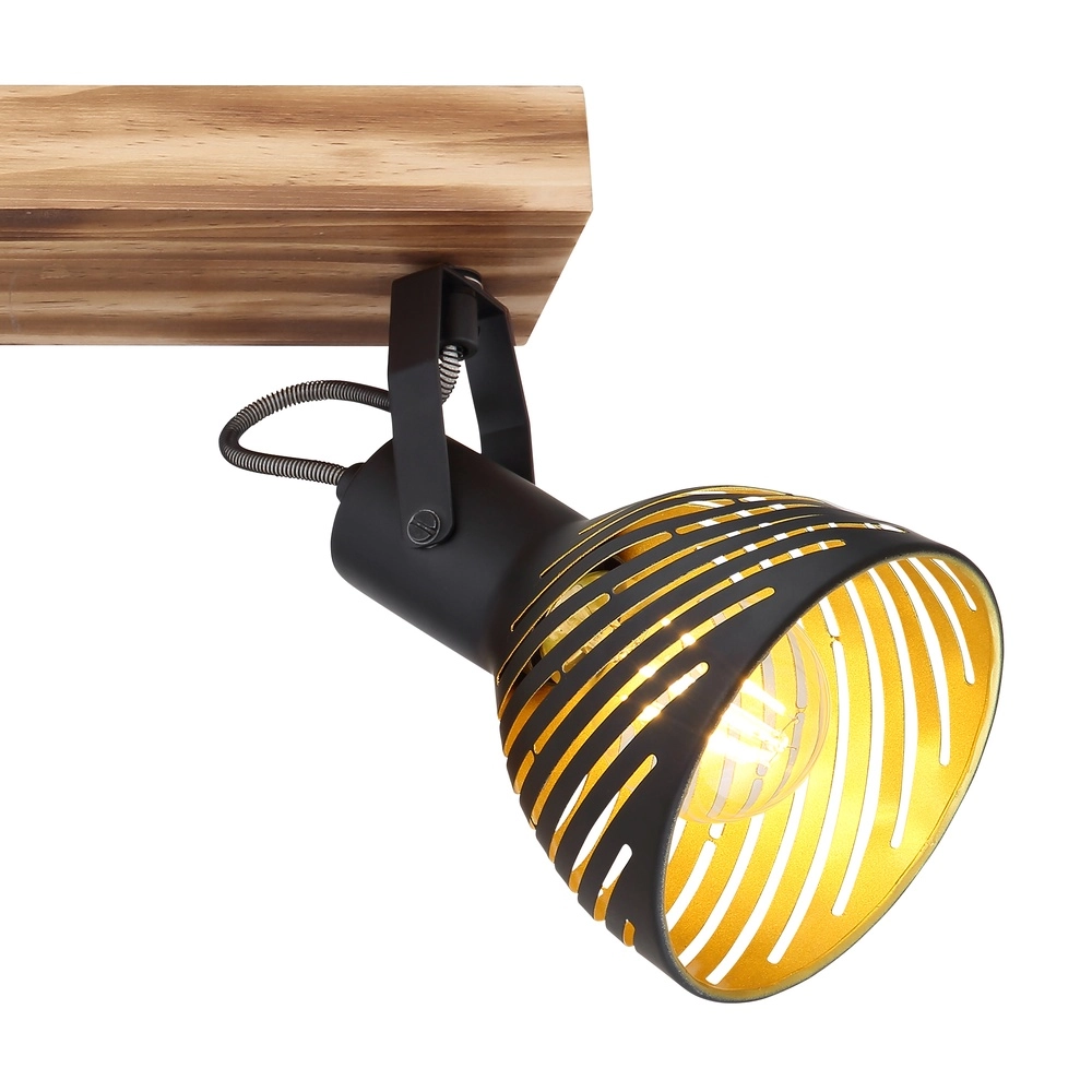 Deckenlampe Lenna 3-Licht Holz mit Schwarz Globo 9007371425686