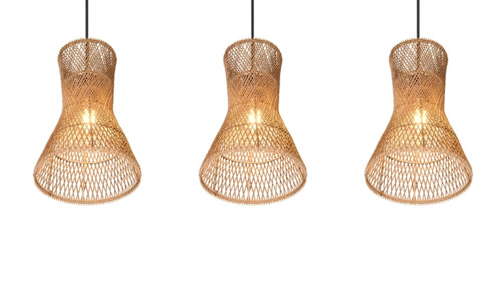3-flammige Pendelleuchte Bijou schwarz mit Rattan Trio 4017807637298