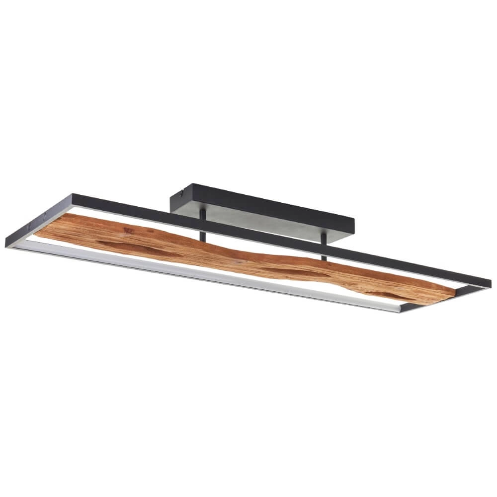 Deckenleuchte schwarz mit Holz Chaumont 100cm Brilliant 4004353435270