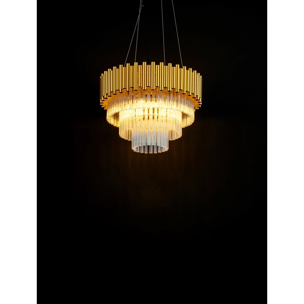 Pendelleuchte Magnolia gold mit Kristall Ø 50cm