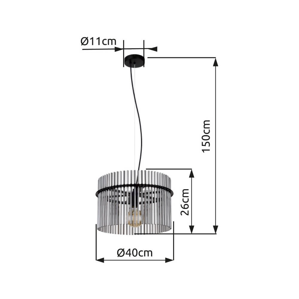 Schwarze Pendelleuchte Gorley mit Rauchglas Ø 40cm Globo 9007371445189