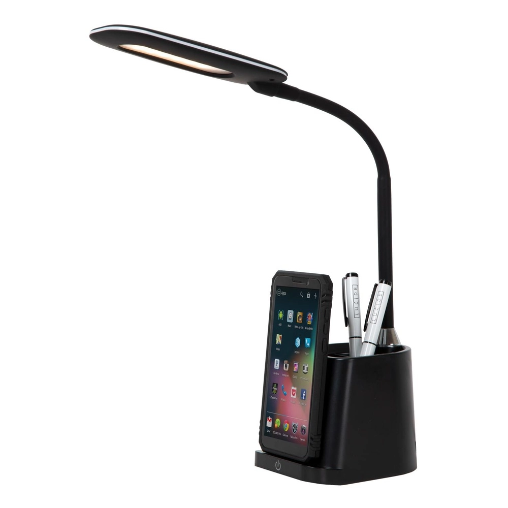 Schreibtischlampe Penny Mit drahtlosem Ladepanel schwarz Lucide 5411212185914