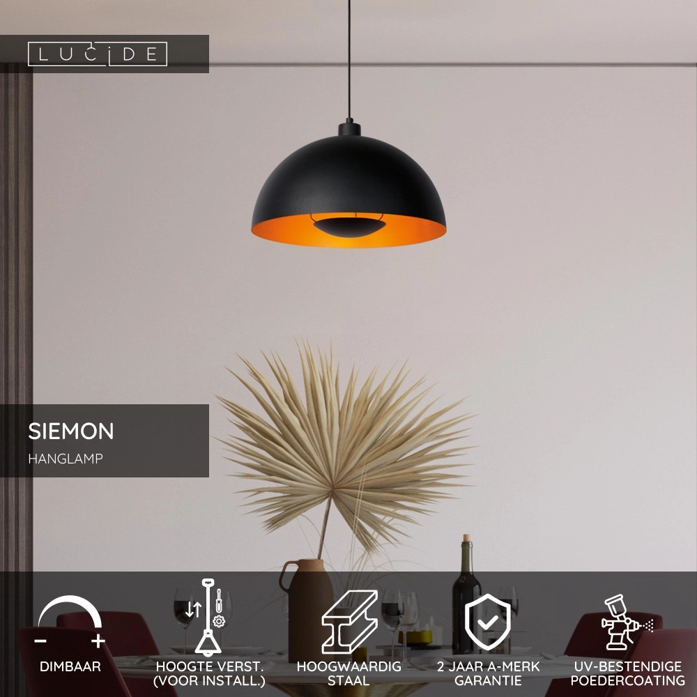 Design-Pendellampe Siemon Schwarz Lucide 5411212451743