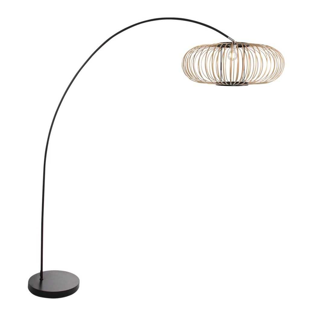Bogenlampen-Schwarz Solva mit Bambusschatten Ø60 cm Steinhauer 8712746182620