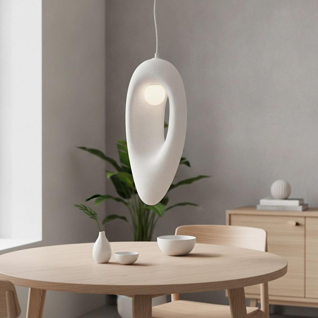 Natürliche Pendelleuchte Tempus weiß 48cm