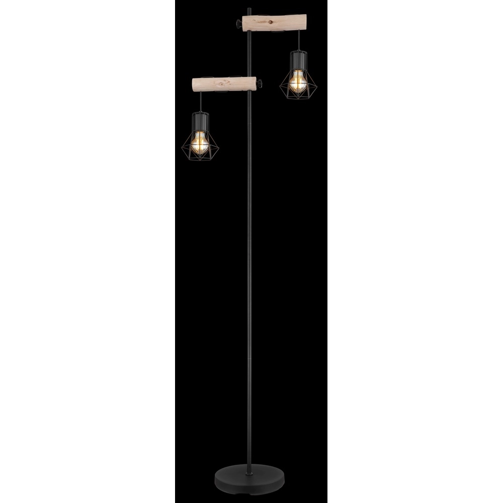 Stehlampe Priska Schwarz mit Holz Globo 9007371443840