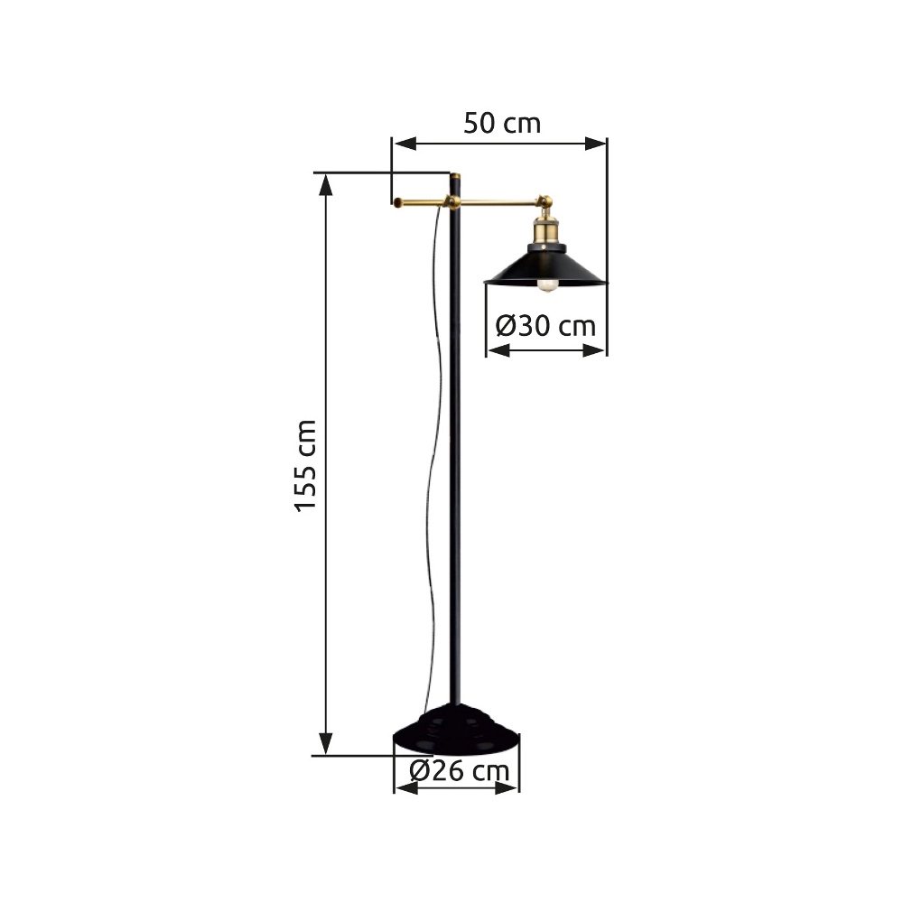 Industrie-Stehlampe Lenius Schwarz mit Gold Globo 9007371336388