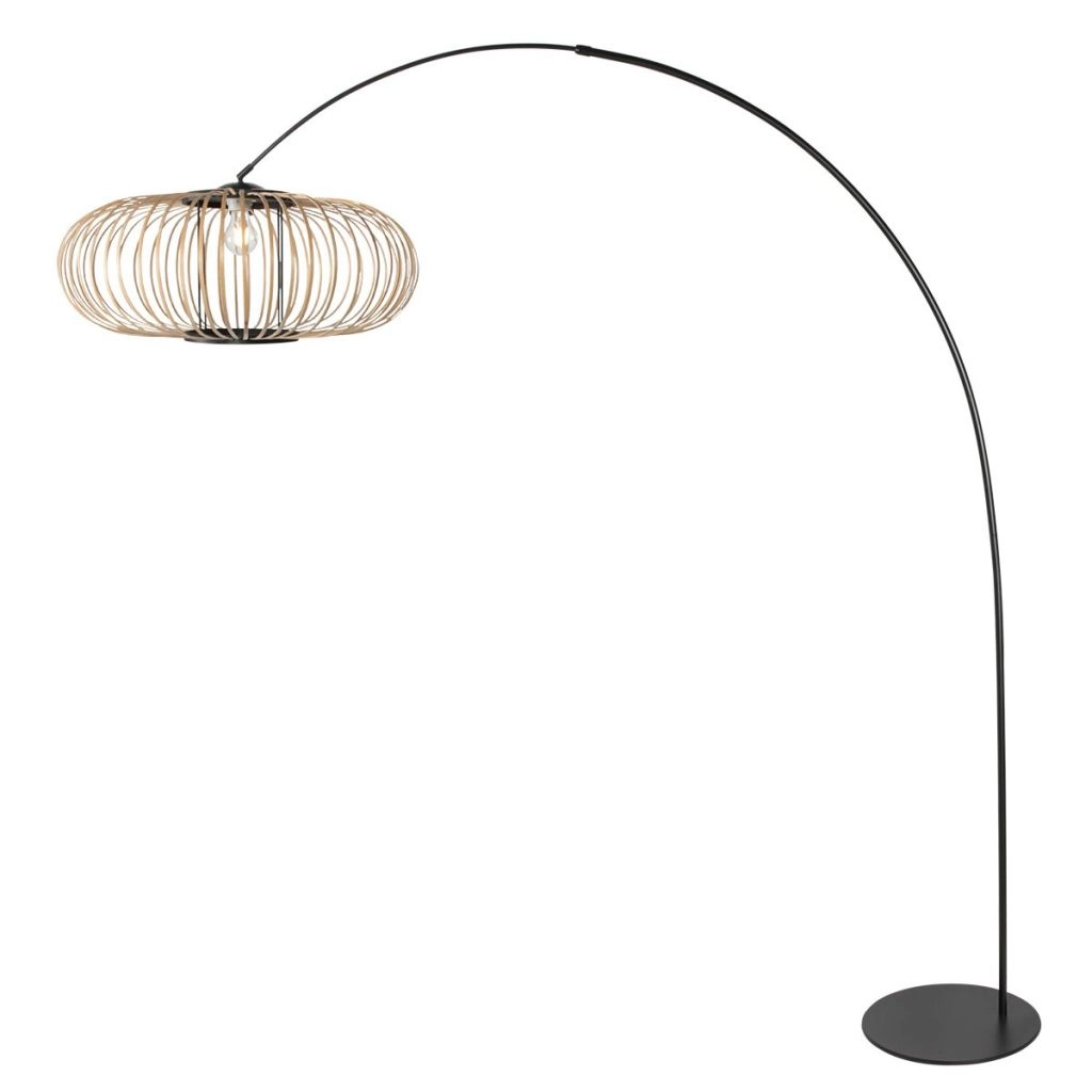 Bogenlampen-Schwarz Curve mit Bambusschatten Ø60 cm Steinhauer 8712746183122