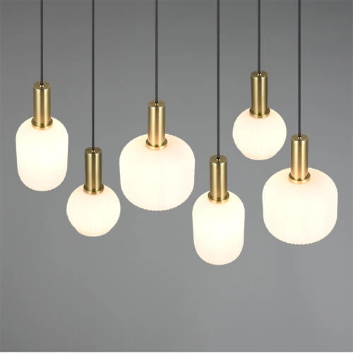 Hängelampe für das Esszimmer Diva 6-flammig – weißes Glas Trio 4017807614510