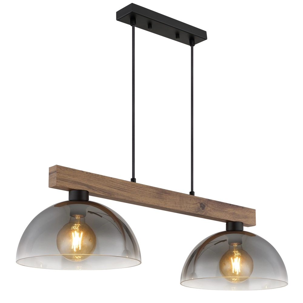 Land-Pendellampe Romy 2-helliges Schwarz mit Holz