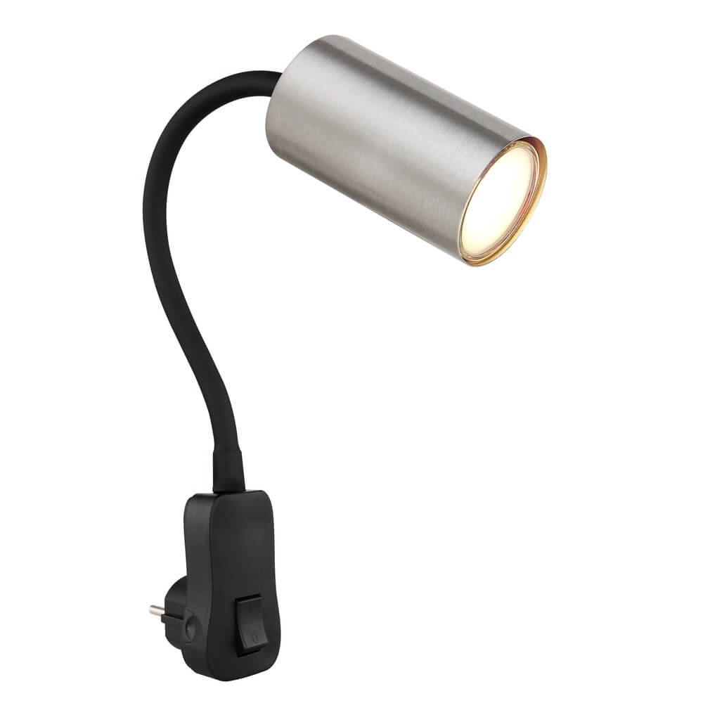 Schwarze Lampe Robby Fassung mit Nickel