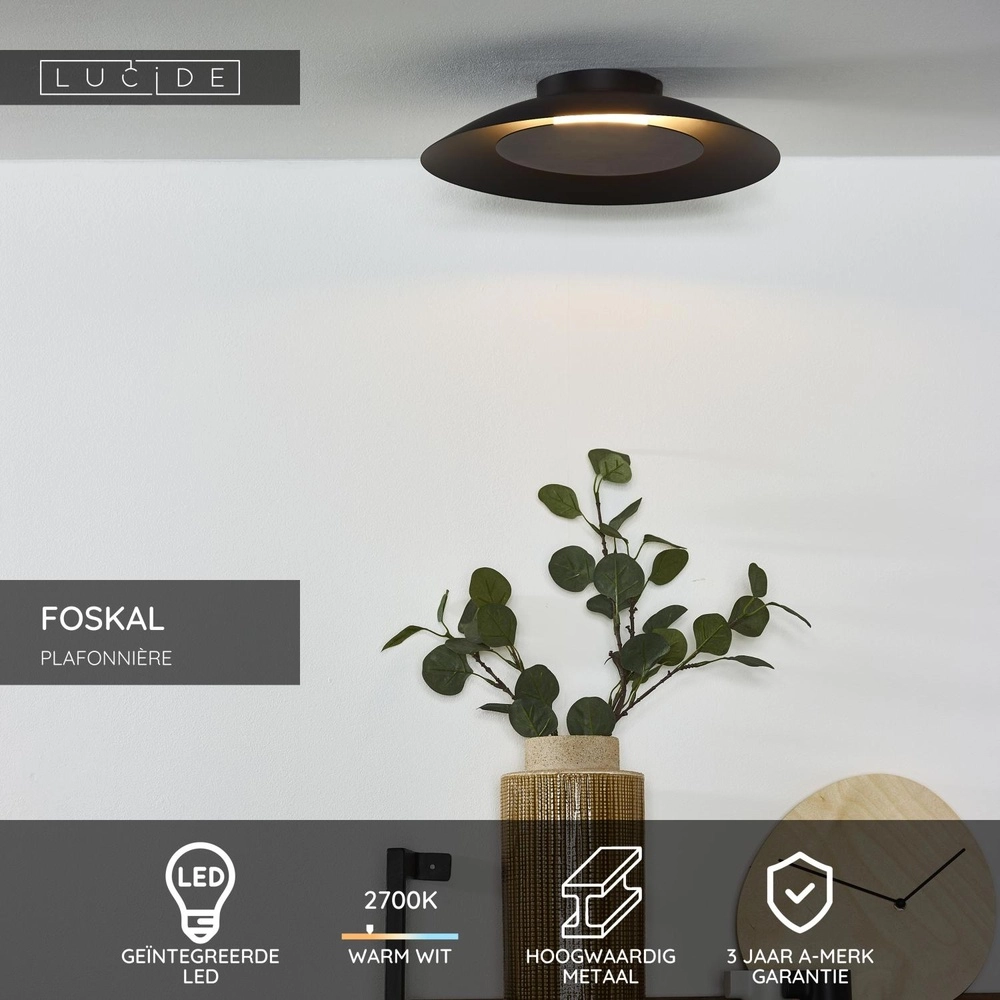 Deckenlampe Foskal Ø 34,5 cm schwarz Lucide 5411212791504
