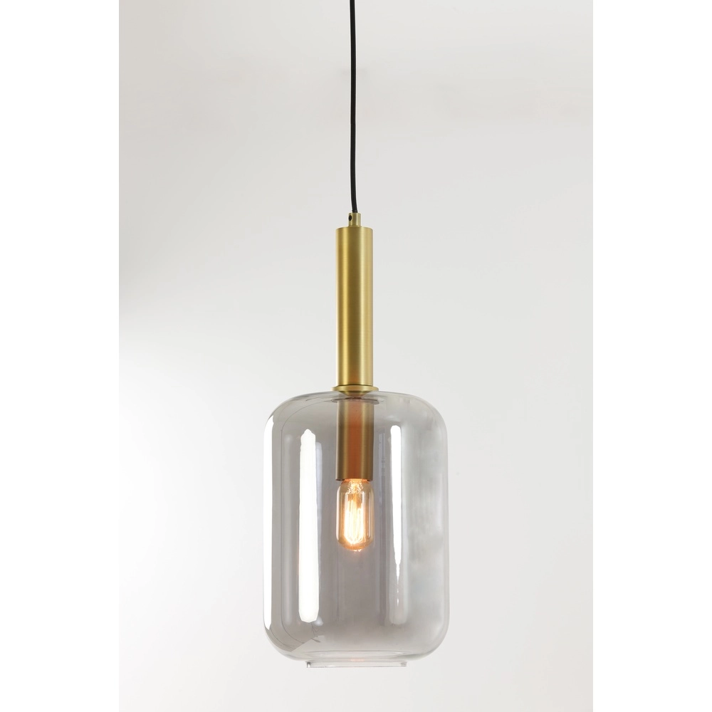 Glas-Pendellampe Lekar 1x E27 – Messing und Rauchglas Light & Living 8717807601447