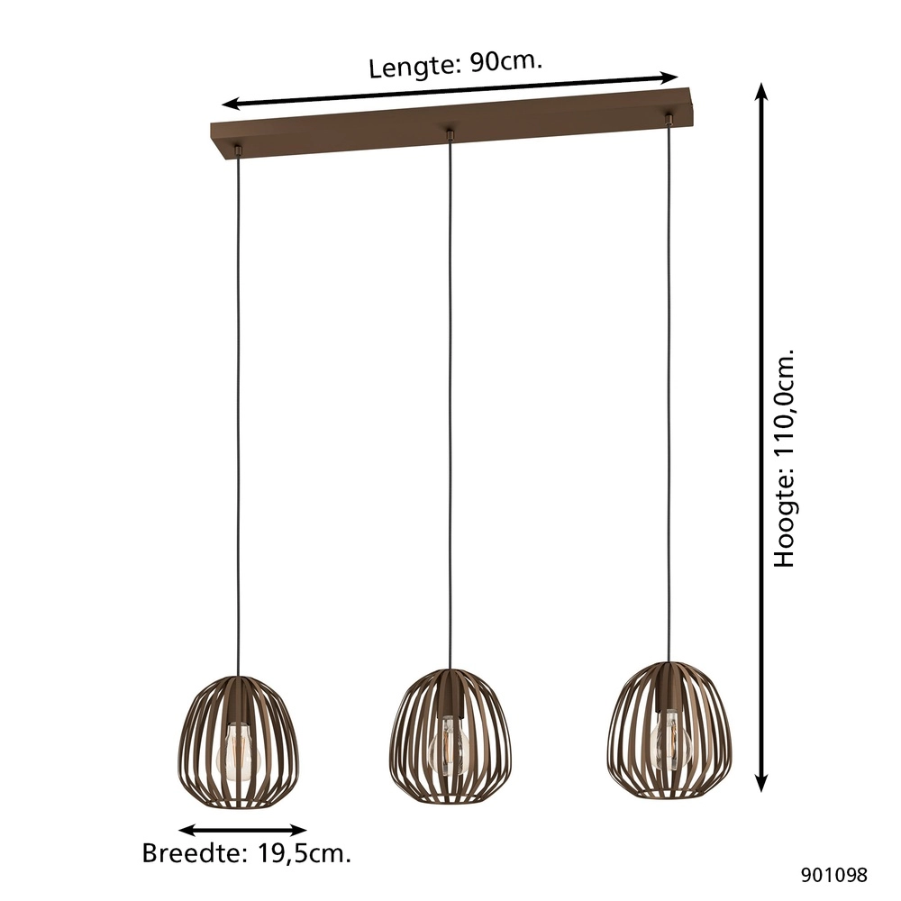 Bronzene Esstischlampe Espinal Ø 19,5cm - 3x E27 Eglo 9008606312597