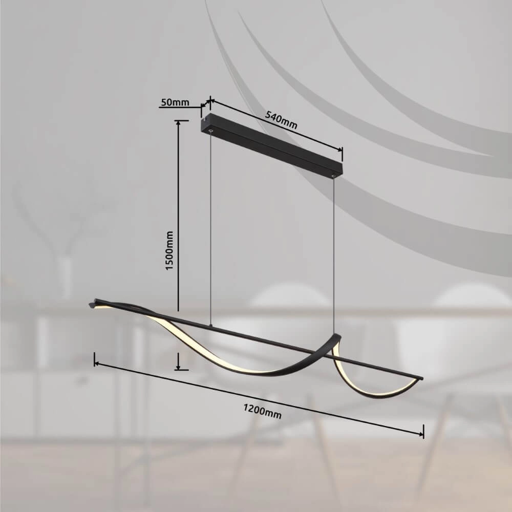 Gewellte Hängelampe Violino schwarzes Design Globo 9007371446117