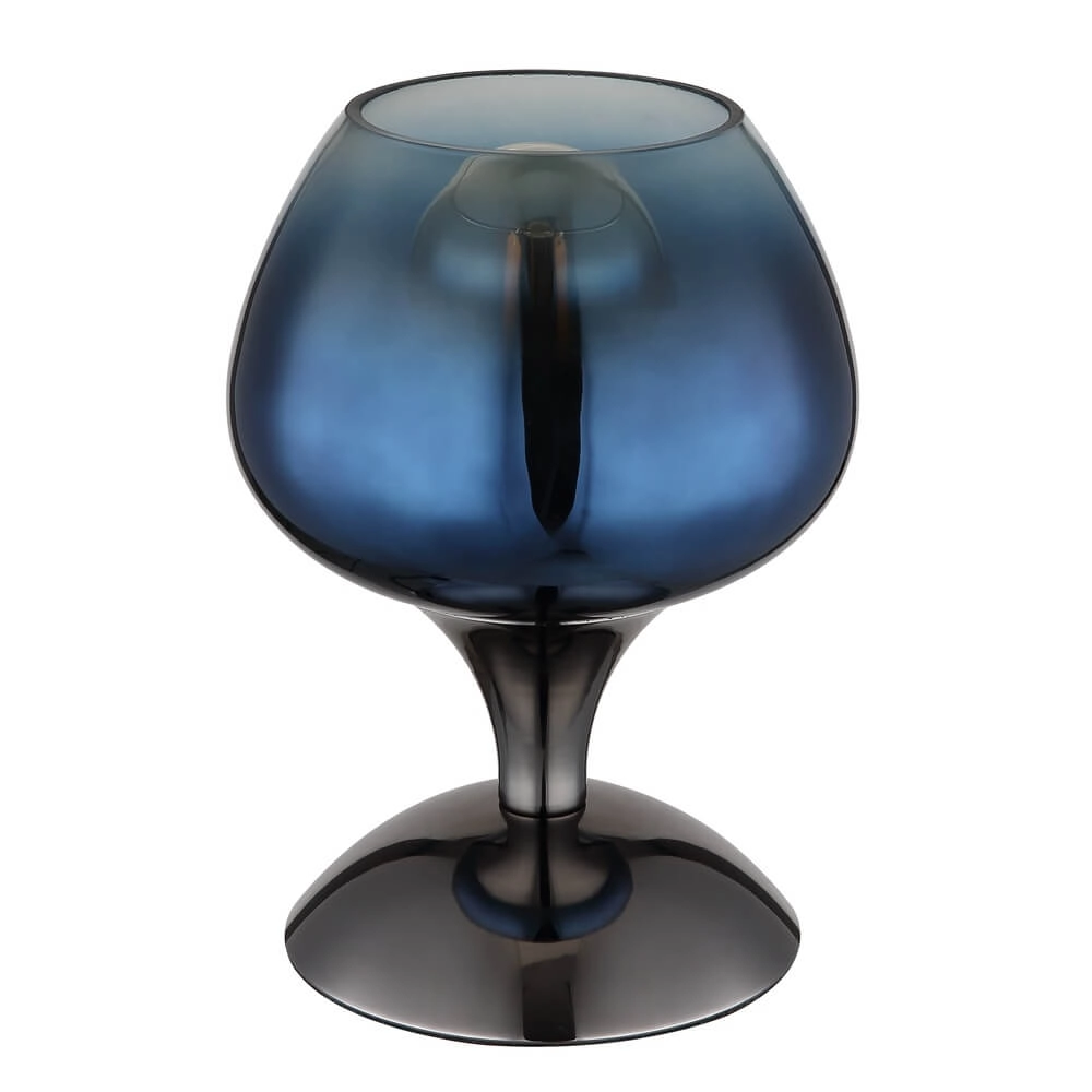 Tischleuchte aus Rotguss Maxy mit blauem Glas Ø 15cm Globo 9007371468935