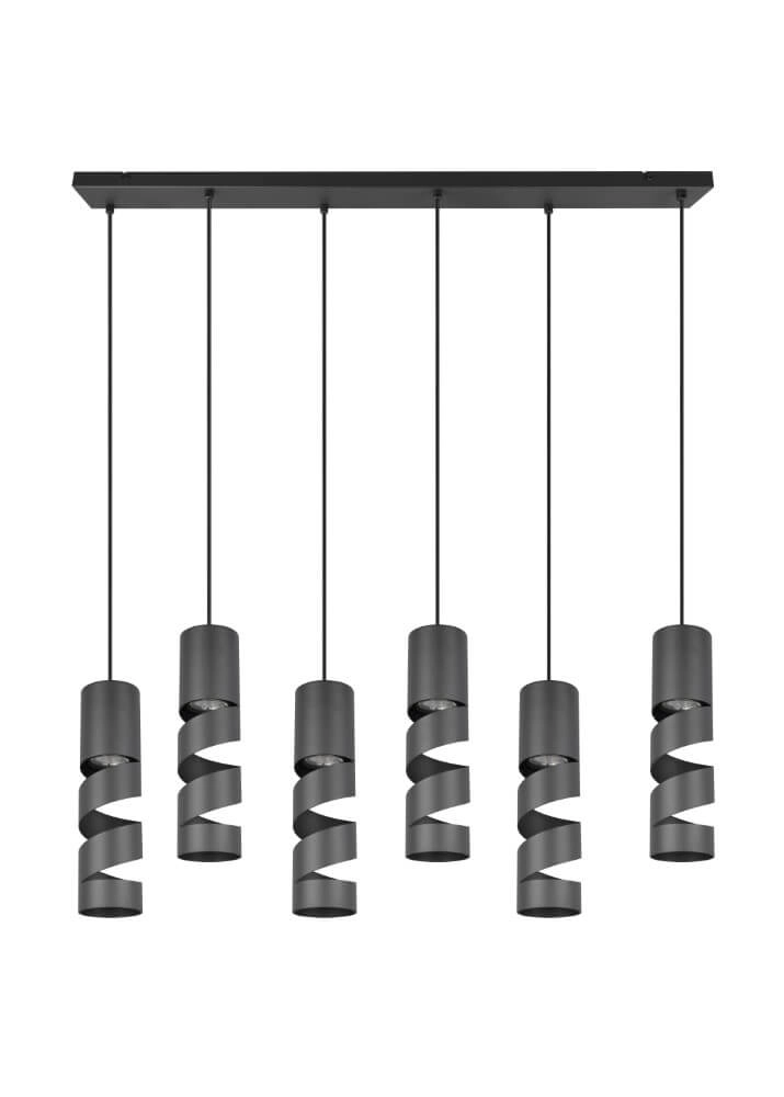 6-flammige Röhren-Hängelampe Stream Schwarz Trio 4017807614022