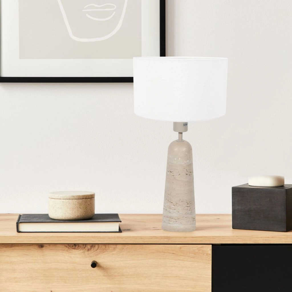 Steintischlampe Travino mit weißem Farbton Ø30 cm Steinhauer 8712746183474