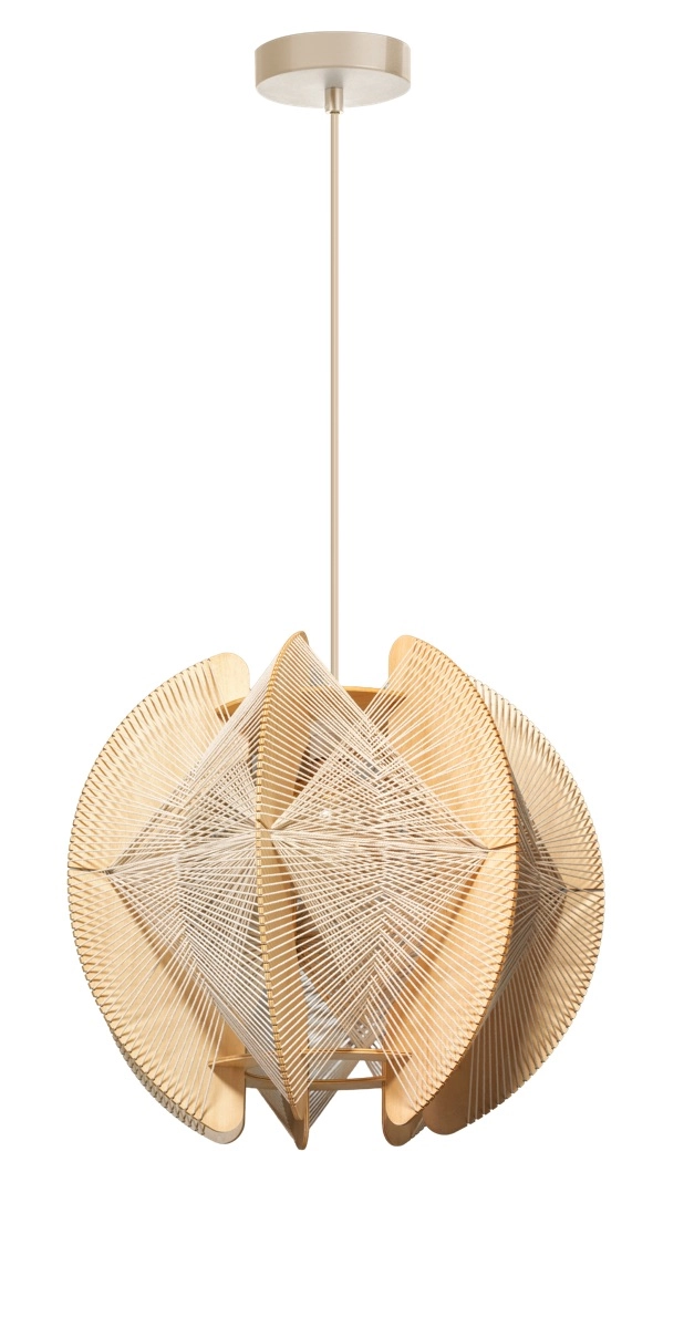 Holz-Pendellampe mit Drähten Jessica Eiche – Ø 40 cm