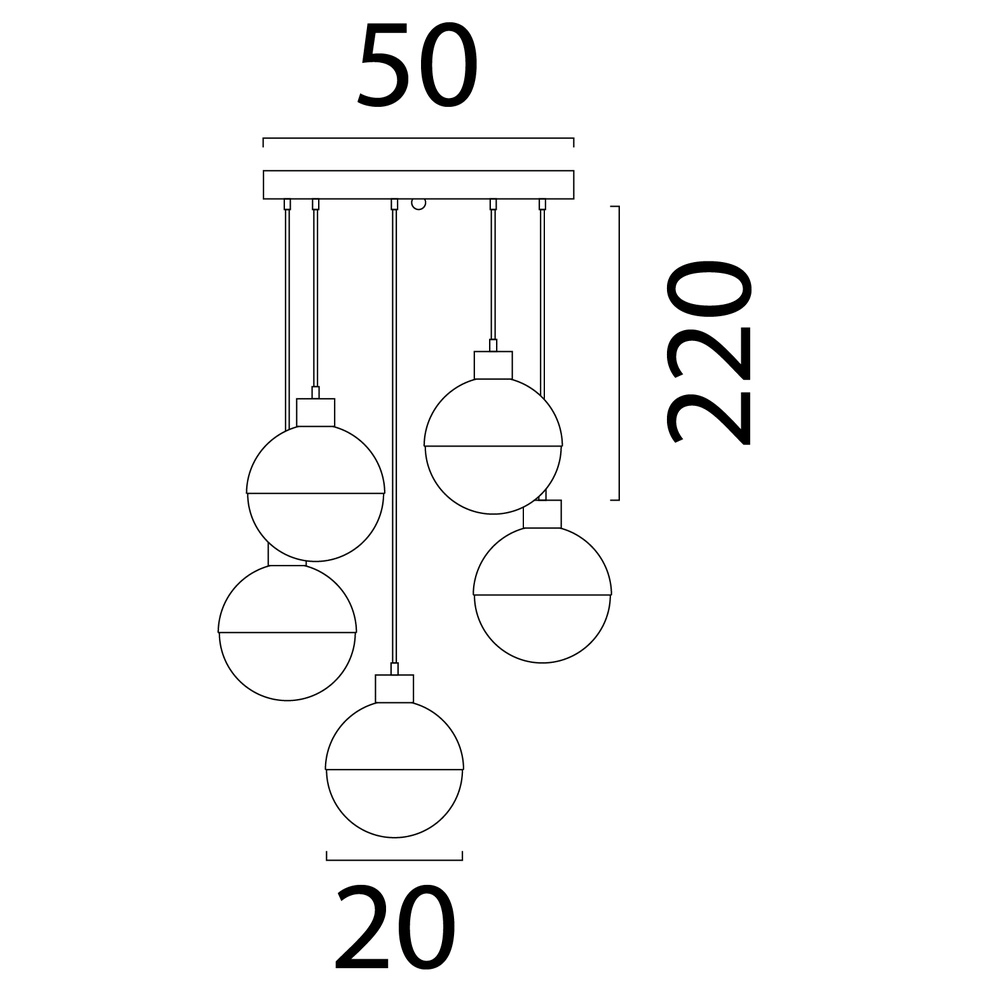 Design-Pendellampe Opera 5-Glas Kakao Ø 50 cm Masterlight 8718121424255