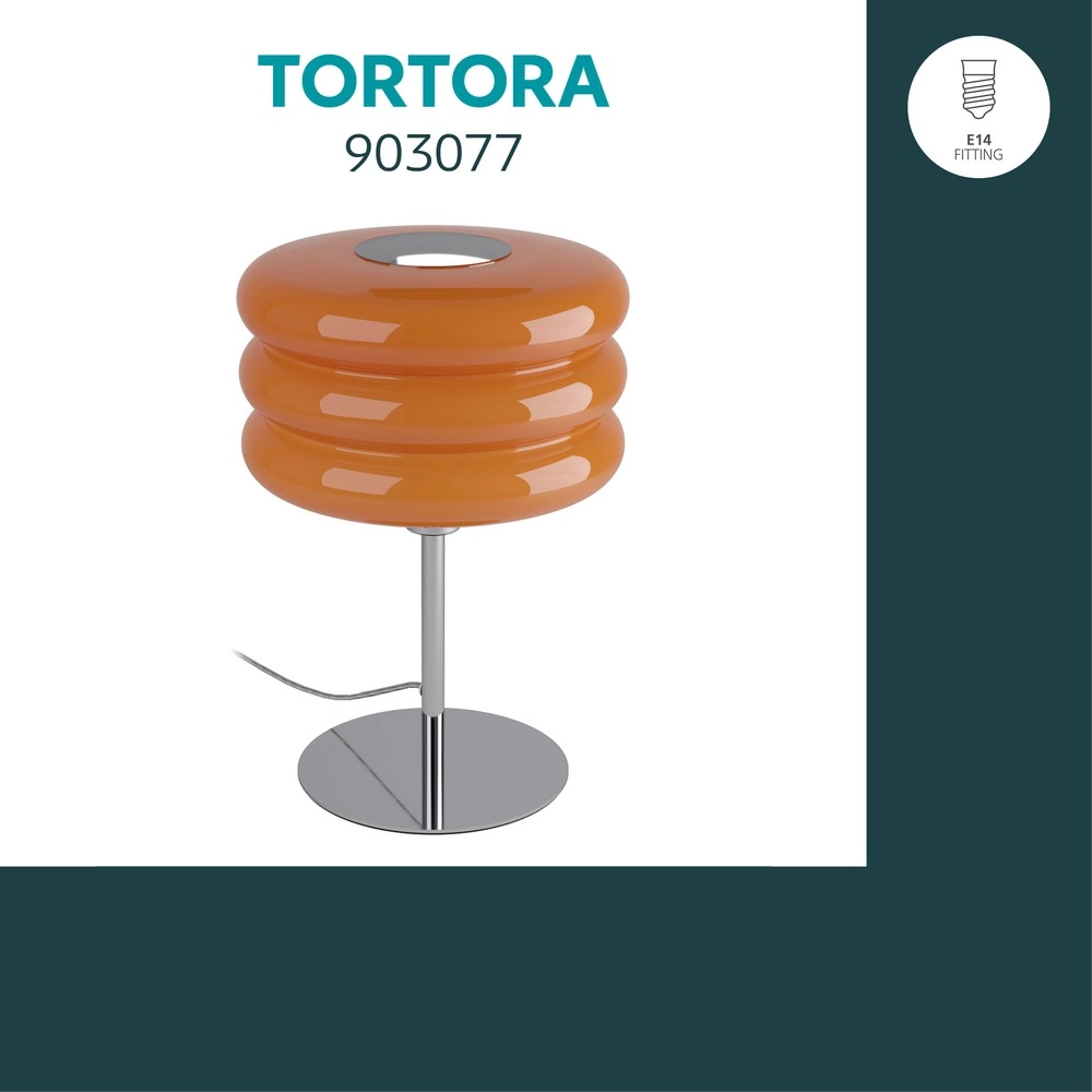 Design-Tischlampe Tortora Chrom mit oranger Ø 20 cm