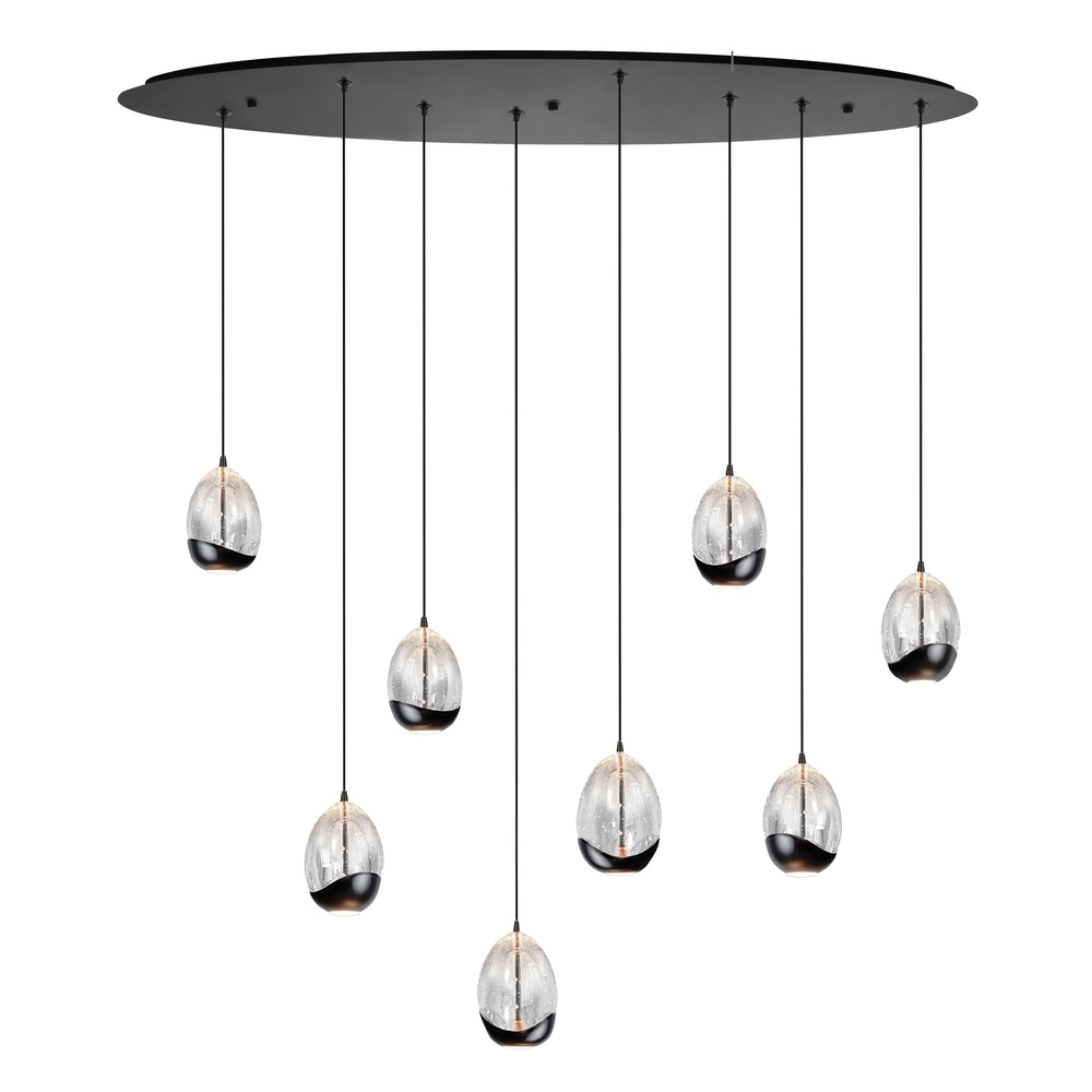 Pendelleuchte Clear Egg Schwarz 8-flammig oval