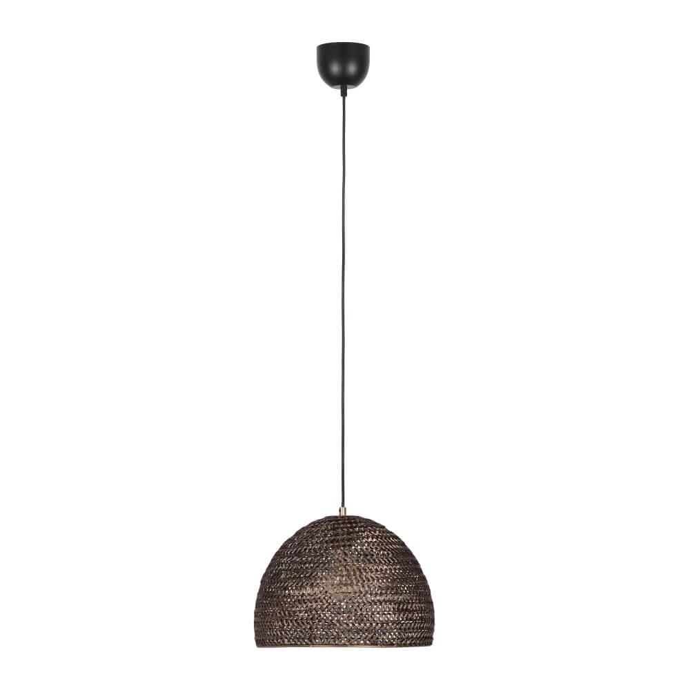 Hängelampe aus schwarzem Rattan Kamara Ø 36cm Trio 4017807617344