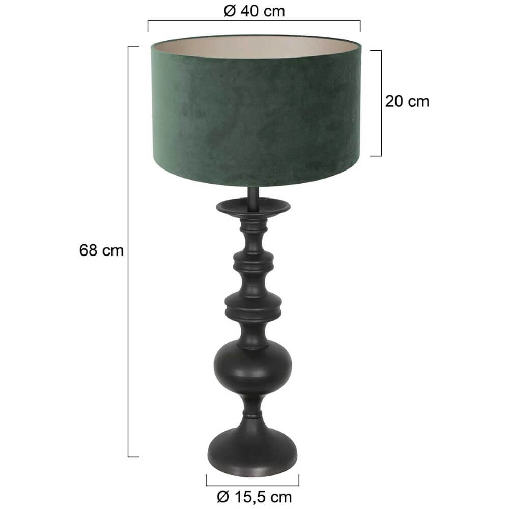 Klassische Tischlampe Lyons C mit grüner Samthaube Steinhauer 8712746166781