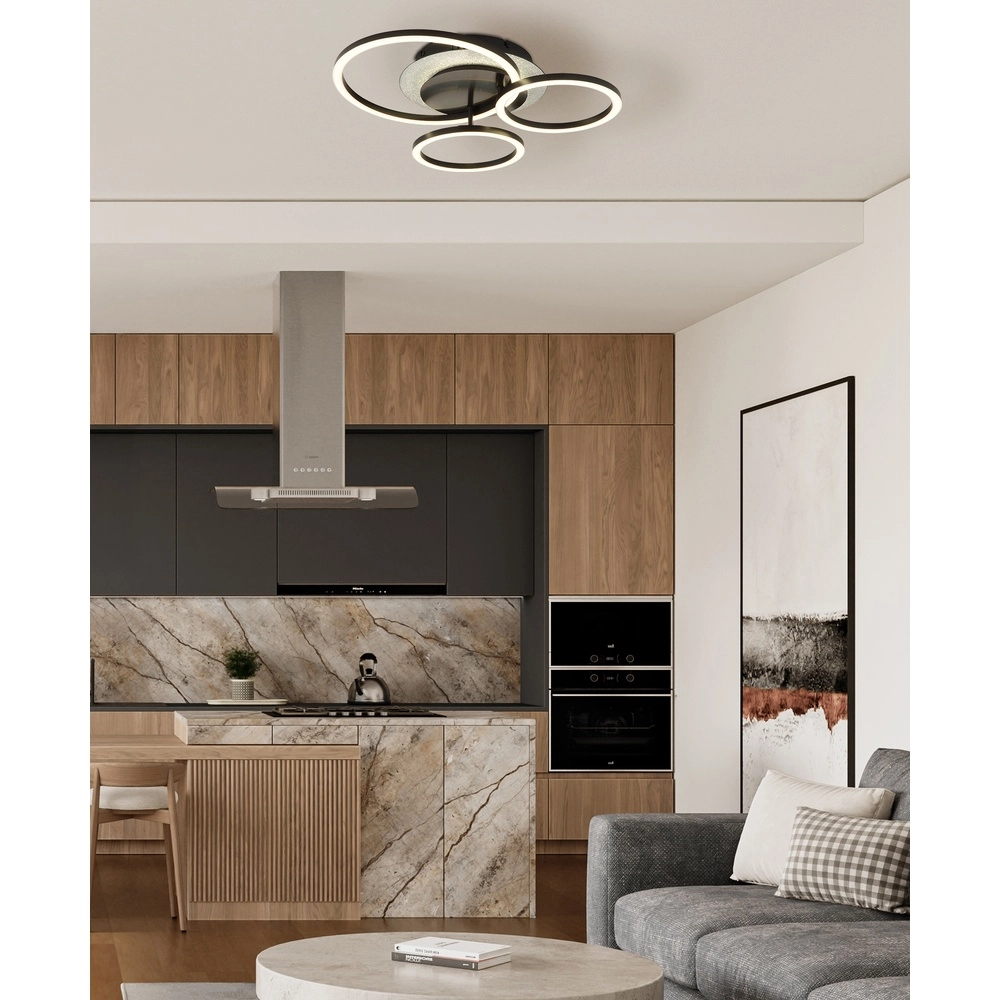Schwarze Deckenlampe Norberto 3 Ringe Globo 9007371572830