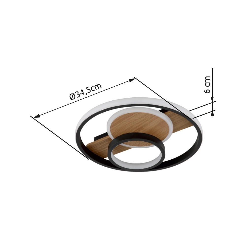 Design-Deckenlampe Pikara Schwarz mit Holz Globo 9007371474707