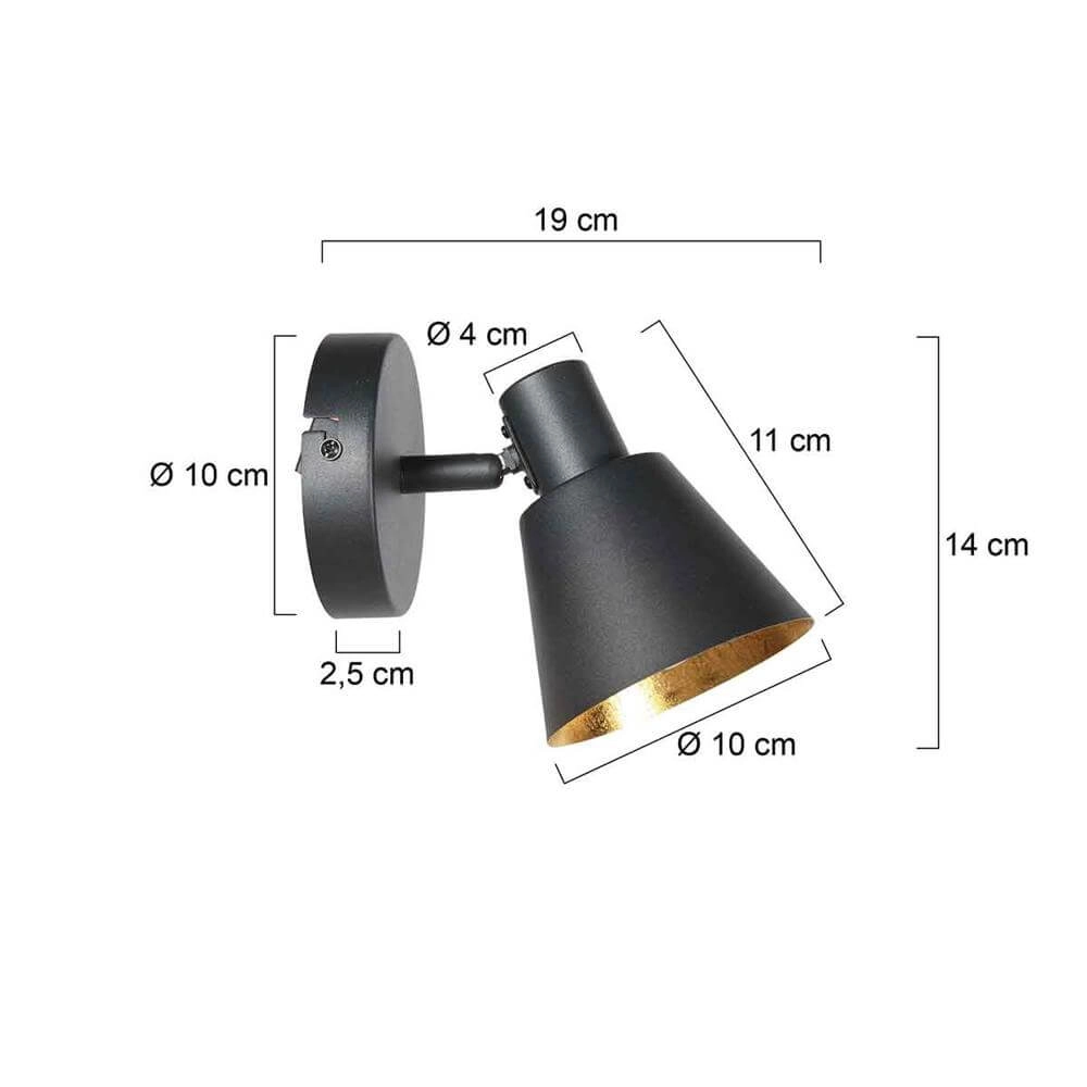 Wandleuchte Oeroe schwarz mit gold Steinhauer 8712746176322