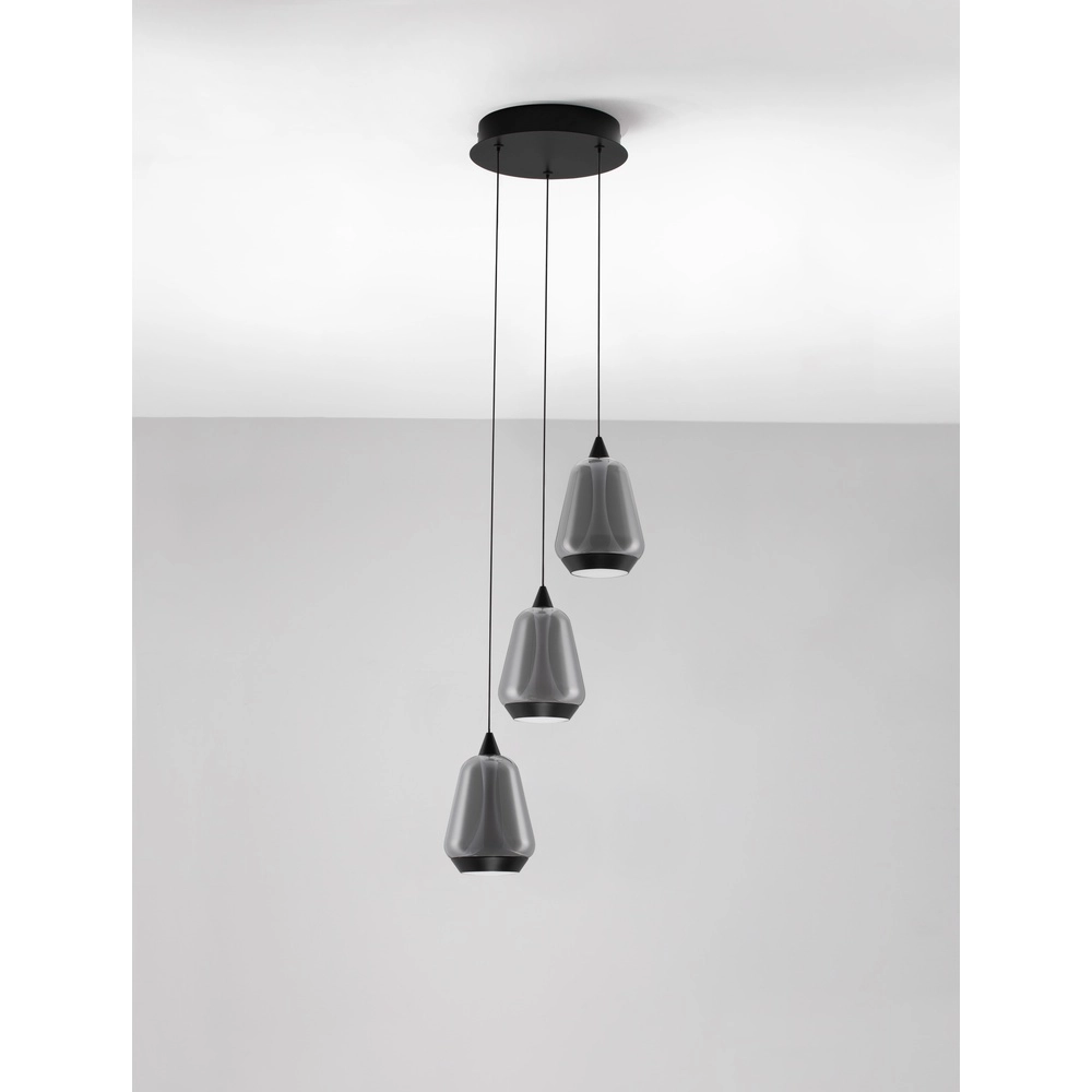 Design-Pendelleuchte Alish 3-flammiges Rauchglas Lyora 5212017477705