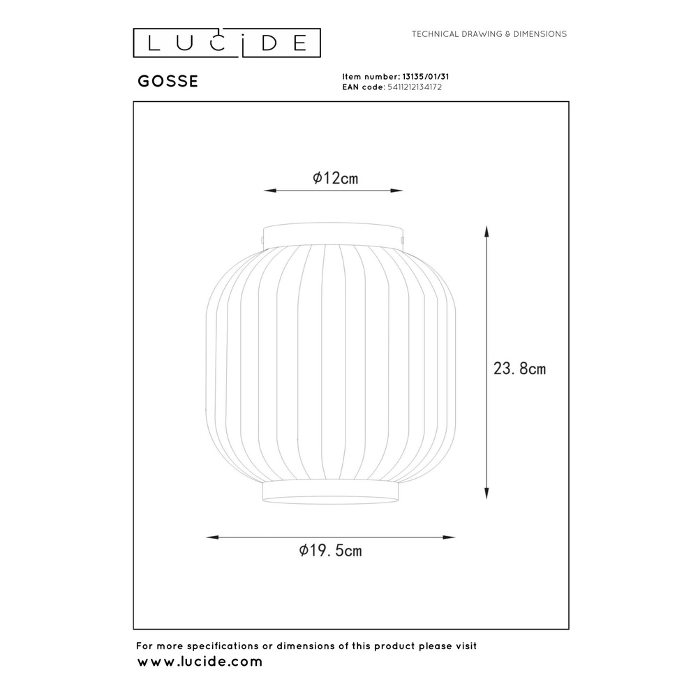 Design-Deckenlampe Gosse Gold mit Weiß Lucide 5411212134172