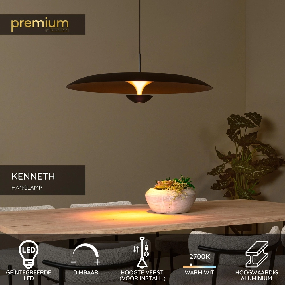 Design-Pendellampe Kenneth schwarz Ø 80 cm Premium by Lucide 5411212410450